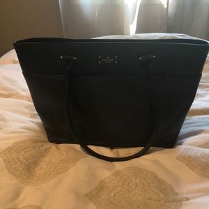 Large black Kate Space tote, hard shell leather